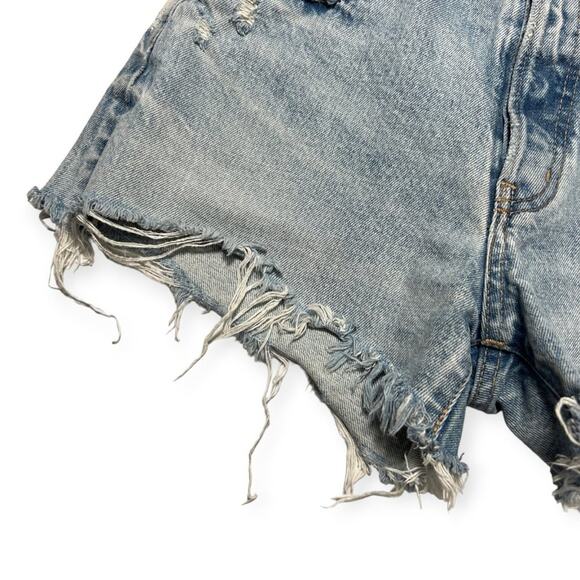 Moussy Vintage Denim Jean Shorts SIZE 26 Destroyed Distressed Light Blue Japan - Picture 8 of 9